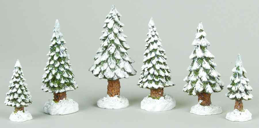 Village Snowy Evergreen Trees (Small Set)