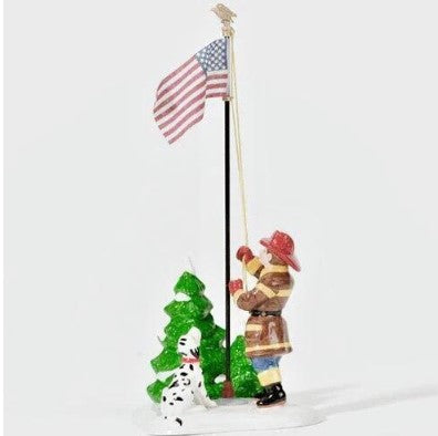 Snow Village Raising The Flag