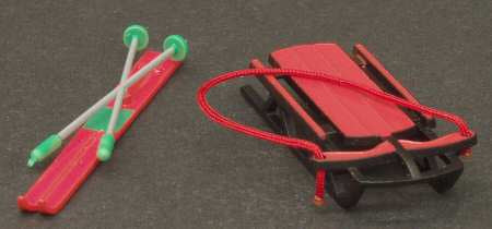 Village Sled & Skis (Set of 2)