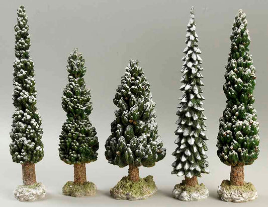 Village Snowy Evergreen Trees (Large  Set)