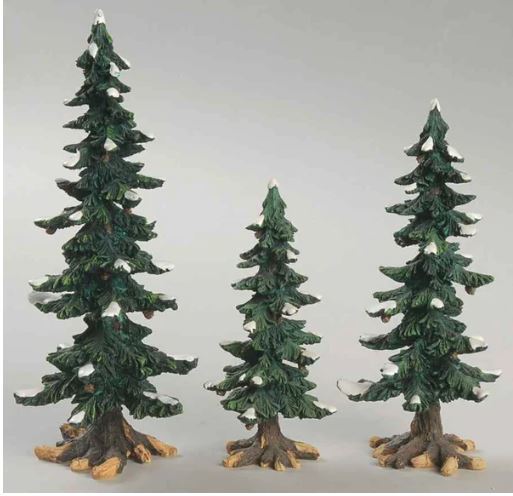 Winter Pine Trees With Pine Cones (Set of 3)
