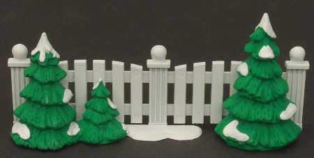 Frosty Tree-Lined Picket Fence