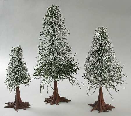 Village Frosted Norway Pines (Set of 3)